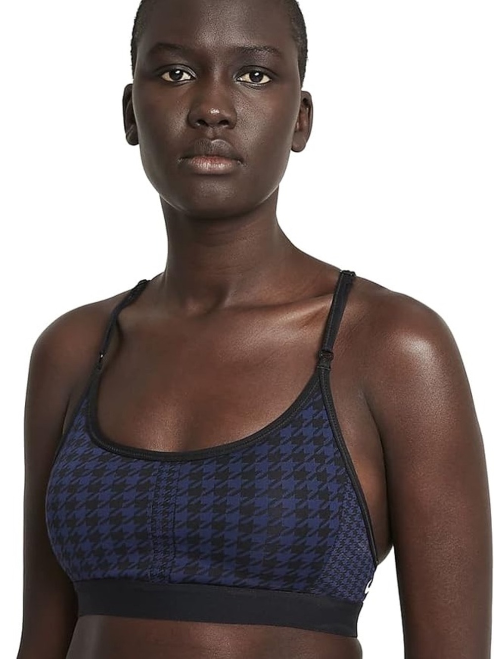 Nike Indy Houndstooth Sports Bra - Navy/Black